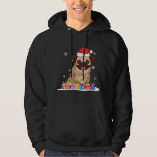 Weihnachten Mops Hund Welpe Weihnachtsmannmütze Hoodie