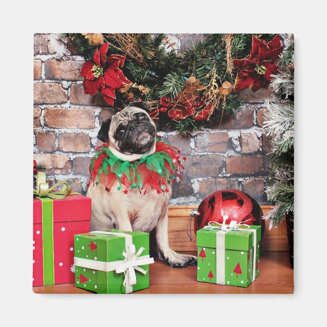 Weihnachten - Mops - Lily Lou Magnet (Vorne)