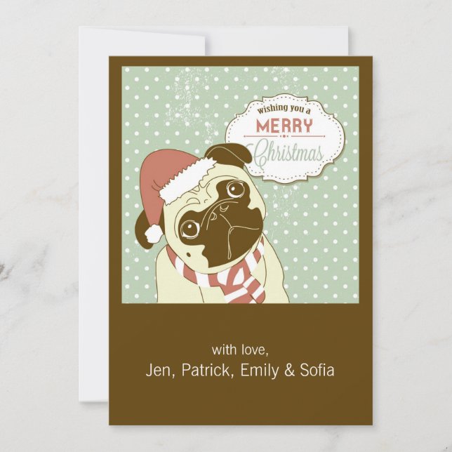 Weihnachten Mops! Niedlicher kleiner Hund in der W (Vorderseite)