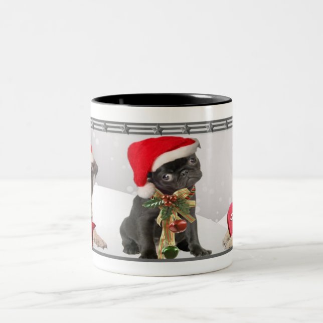 Weihnachten Mops Tasse Urlaub Posen (Mittel)