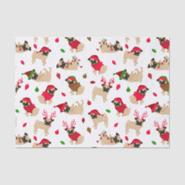 Weihnachten-Möpse Weiß Seidenpapier