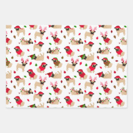 Weihnachten-Möpsen Geschenkpapier Set