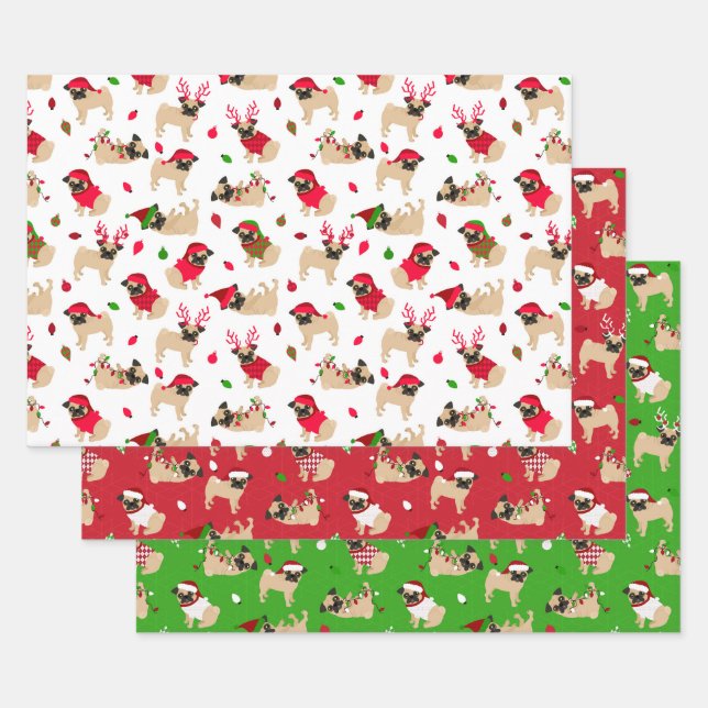 Weihnachten-Möpsen Geschenkpapier Set (Set)