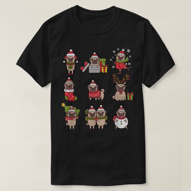 Weihnachten Möpsen Niedlich Mops Lover Christmas  T-Shirt (Design vorne)