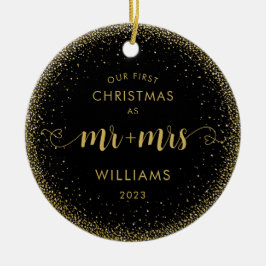 Weihnachten Mr. and Mrs. Glitzer Wreath Foto Keramik Ornament