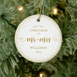 Weihnachten Mr. and Mrs. Glitzer Wreath Foto Keramik Ornament