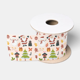 Weihnachten Multicolor Santa and Friends Satinband