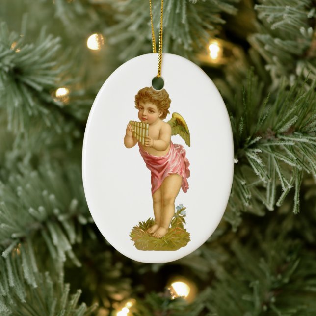 Weihnachten, Musiker Engel mit Pan Pipes Keramik Ornament (Baum)