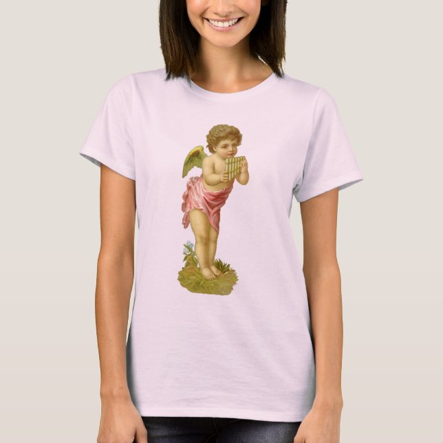 Weihnachten, Musiker Engel mit Pan Pipes T-Shirt (Vorderseite)