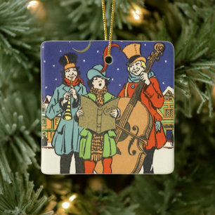 Weihnachten, Musiker spielen mit Musik Keramikornament