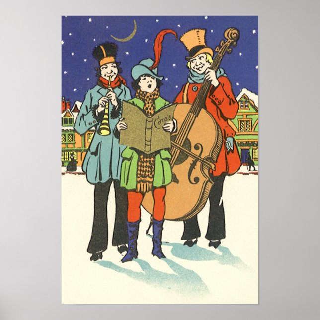 Weihnachten, Musiker spielen mit Musik Poster (Vorne)