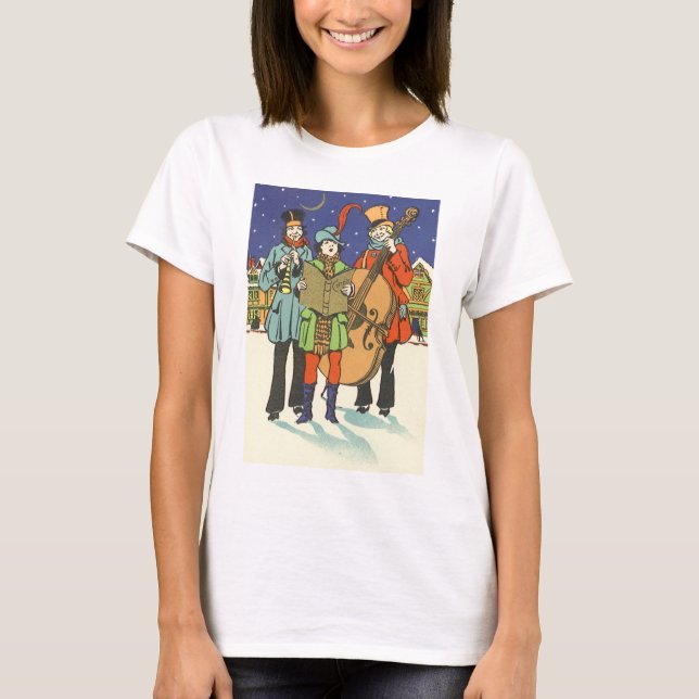 Weihnachten, Musiker spielen mit Musik T-Shirt (Vorderseite)