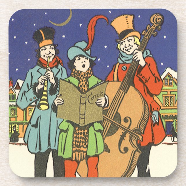 Weihnachten, Musiker spielen mit Musik Untersetzer (Vorderseite)