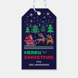 Weihnachten-Muster auf Navy Blue Frohe Weihnachten Geschenkanhänger