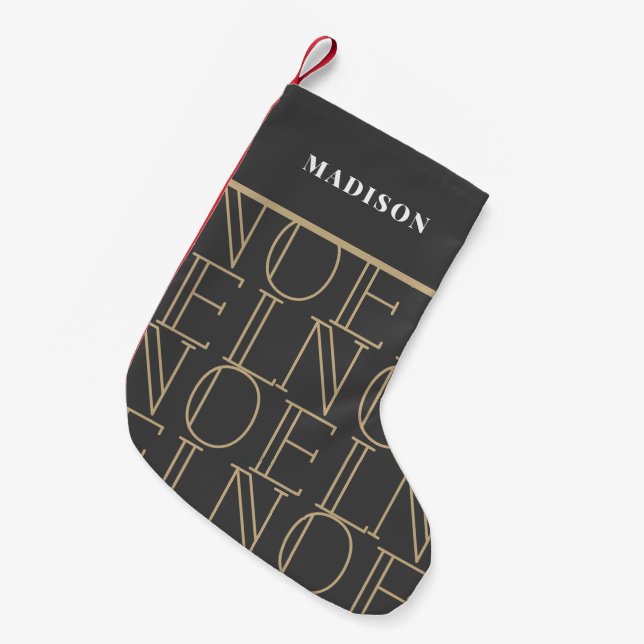 WEIHNACHTEN Muster Dunkelgrau & Gold Urlaub Kleiner Weihnachtsstrumpf (Vorderansicht (hängend))