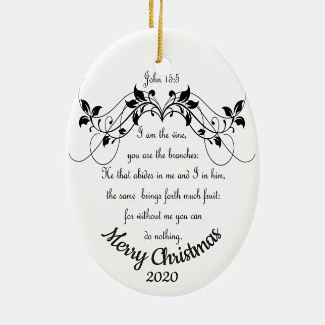 Weihnachten nach Maß Ich bin die Weinschrift Keramikornament (Hinten)