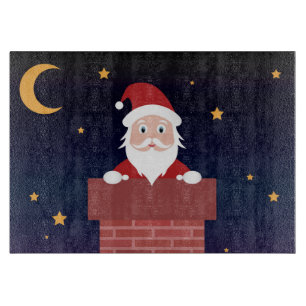 Weihnachten Nacht bringt Geschenke in Schornstein Schneidebrett