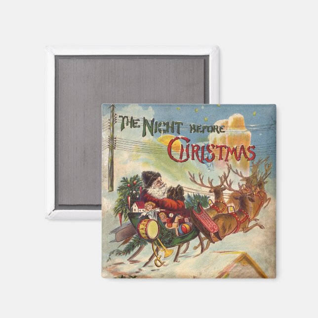 Weihnachten, Nacht vor Weihnachten Magnet (Vorderseite/Rückseite)