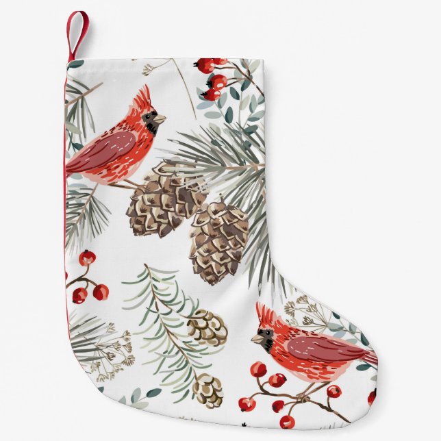 Weihnachten nahtlos, Kardinal-Vögel, Rot Kleiner Weihnachtsstrumpf (Vorderseite)