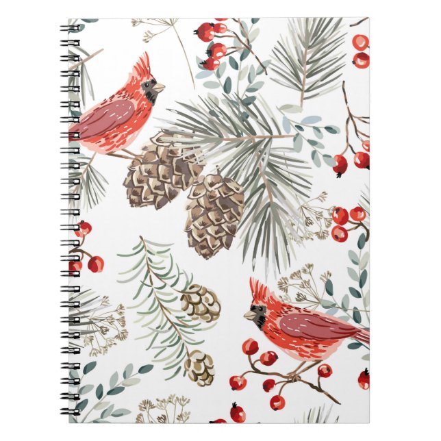 Weihnachten nahtlos, Kardinal-Vögel, Rot Notizblock (Vorderseite)