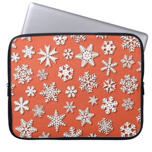 Weihnachten nahtlose Muster von Schneeflocken mit Laptopschutzhülle