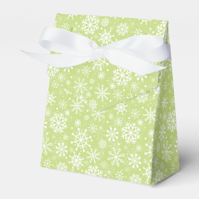 Weihnachten nahtlose Schneeflocken grünes Muster Geschenkschachtel (Vorderseite)