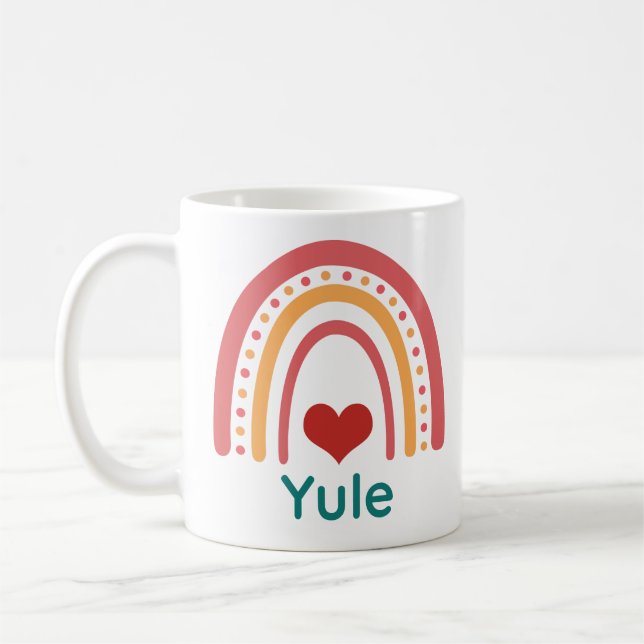 Weihnachten Name Vintag Boho Rainbow Kaffeetasse (Links)
