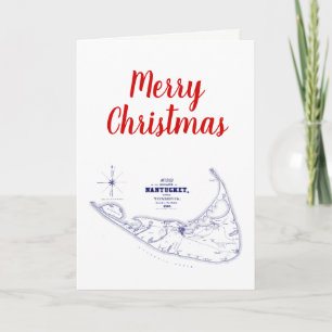 Weihnachten Nantucket Insel Vintage Karte Marinebl