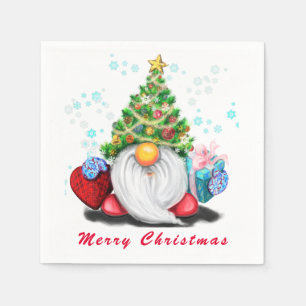 Weihnachten Napkins Gnome mit Geschenken Serviette