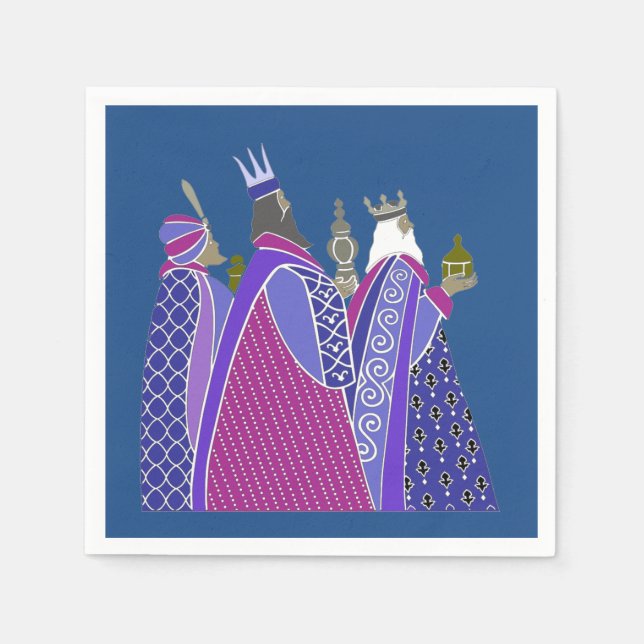 Weihnachten Napkins - Weiße Weihnachtsmänner Serviette (Vorderseite)