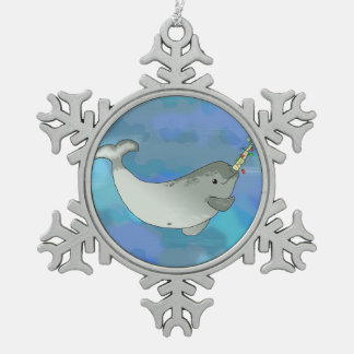 Weihnachten Narwhal für Wohltätigkeit Schneeflocken Zinn-Ornament