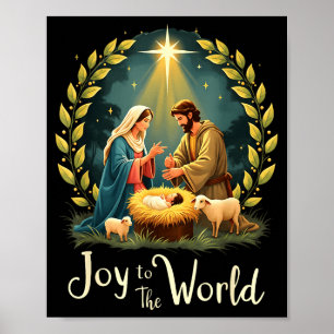 Weihnachten Nativität Christliche Geburt Jesu Freu Poster