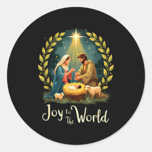 Weihnachten Nativität Christliche Geburt Jesu Freu Runder Aufkleber