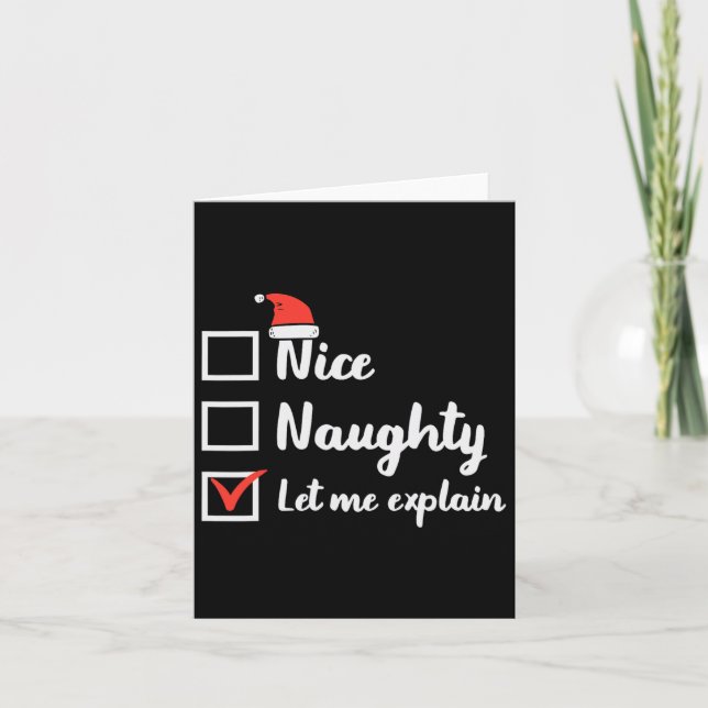 Weihnachten Naughty Lass Me Erkläre Funny Xmas m Karte (Vorderseite)