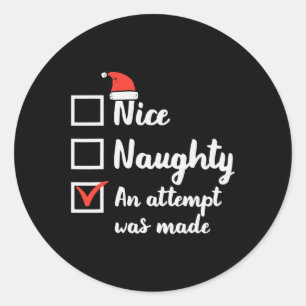 Weihnachten Naughty Versuch wurde gemacht Weihnach Runder Aufkleber