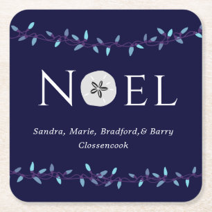 Weihnachten Navy Blau Sand Dollar Nautisches Weihn Rechteckiger Pappuntersetzer
