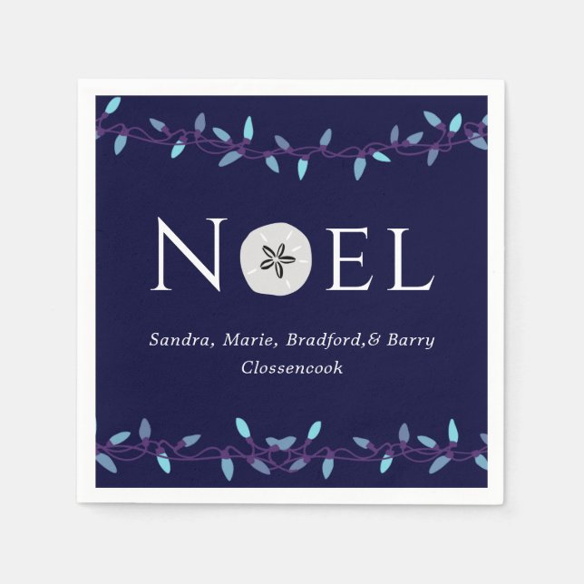 Weihnachten Navy Blue Sand Dollar Nautische Weihna Serviette (Vorderseite)
