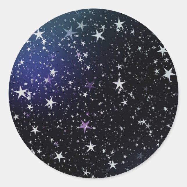 Weihnachten Navy Blue Shiny Stars Elegante Feierta Runder Aufkleber (Vorderseite)