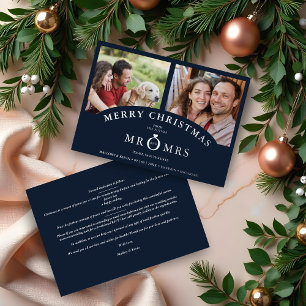 Weihnachten Navy Chic Luxus Chic Silber 2 Fotos Folien Feiertagskarte