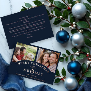 Weihnachten Navy Chic Luxus Roségold 2 Fotos Folien Feiertagskarte