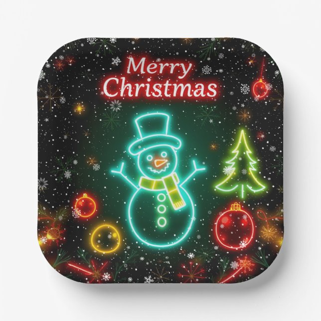 Weihnachten Neon Popular Holiday Collection Pappteller (Vorderseite)