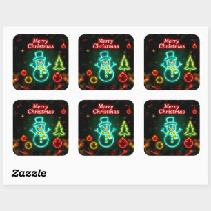 Weihnachten Neon Popular Holiday Collection Quadratischer Aufkleber