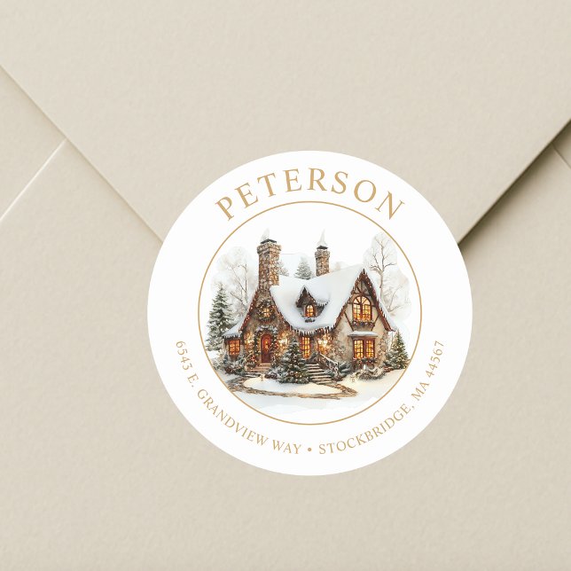Weihnachten Neue Zuhause-Rücksendeadressen-Aufkleb Runder Aufkleber (Von Creator hochgeladen)