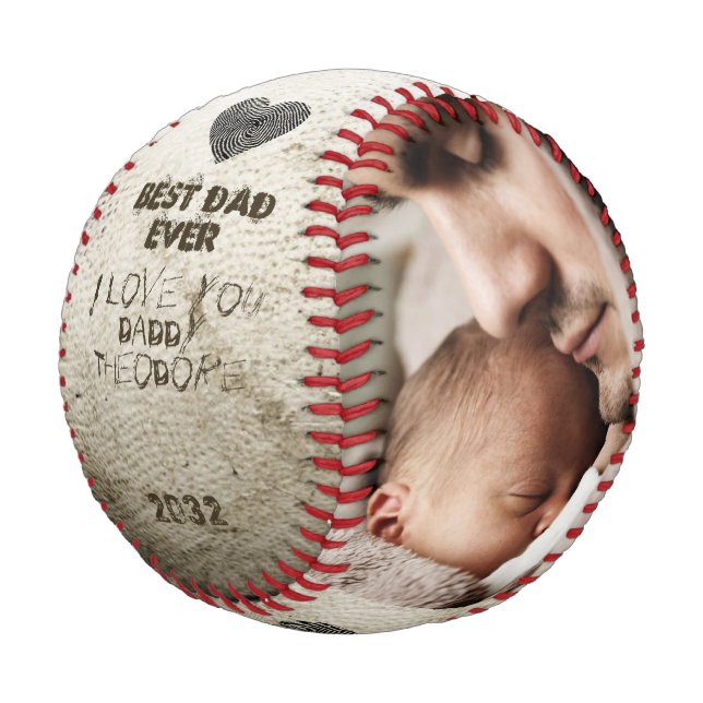 Weihnachten Neuer Papa Bester Vater je DIY FotoCol Baseball (Schrägansicht)