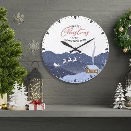 Weihnachten | Neues Jahr glücklich | Weihnachtsges Große Wanduhr