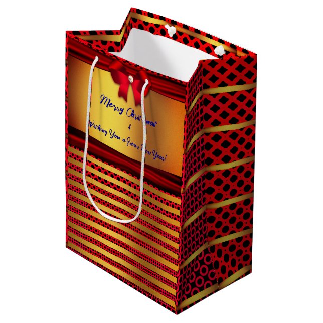 Weihnachten - Neues Jahr Mittlere Geschenktüte (Vorderseite Schrägansicht)