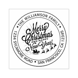 Weihnachten Neujahr Rücksendeadresse Gummistempel