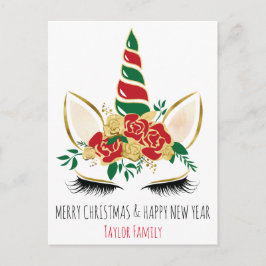 Weihnachten Neujahr Winter Einhorn Postkarte