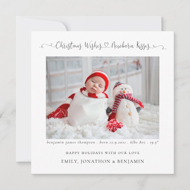 Weihnachten New Baby Foto Stats Square Holiday Car (Vorderseite)