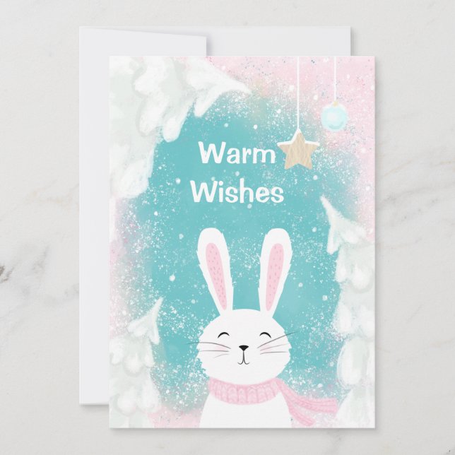 Weihnachten Niedlich Bunny Pink und Minze (Vorderseite)